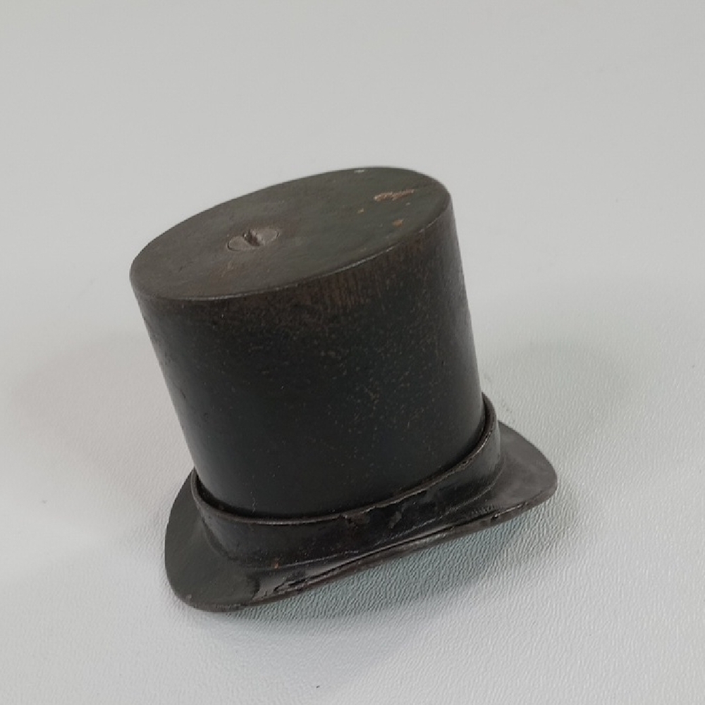 Vintage Black Top Hat Metal Coin Bank